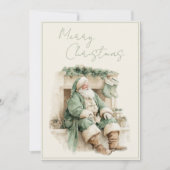 Merry Christmas Santa Claus Vintage Christmas Feestdagenkaart (Voorkant)
