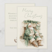 Merry Christmas Santa Claus Vintage Christmas Feestdagenkaart (Voorkant / Achterkant)