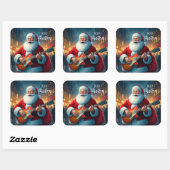 Merry Christmas Santa Clause Playing Guitar Vierkante Sticker (Vel)