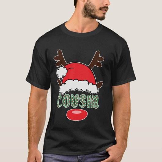 Merry Christmas Santa Cousin Antlers T-shirt (Voorkant)