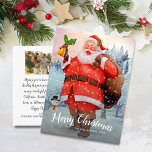 Merry Christmas Santa Custom Familie Foto Briefkaart<br><div class="desc">Vier het seizoen met dit briefkaart met Kerstmis met een  kerstillustratie op de voorkant en een persoonlijke notitie op maat en uw foto op de achterkant. Verwijder deze opties eenvoudig. Dit briefkaart zal zeker een glimlach brengen voor zowel vrienden als familie.</div>