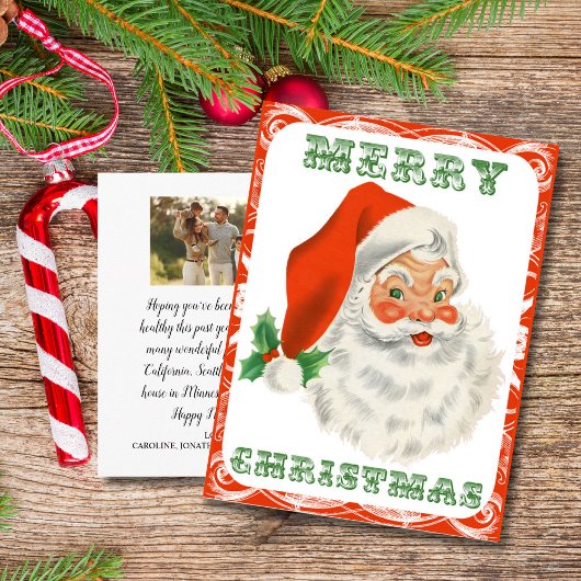  Merry Christmas Santa Custom Familie Foto Briefkaart