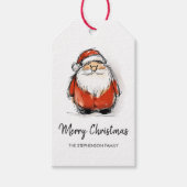 Merry Christmas Santa Cute Sketch Illustration Cadeaulabel (Voorkant)