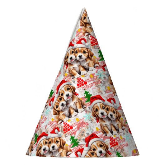 Merry Christmas Santa Dog Puppy Design Feesthoedjes (Links)