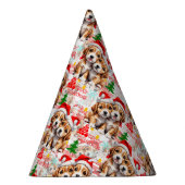 Merry Christmas Santa Dog Puppy Design Feesthoedjes (Rechts)