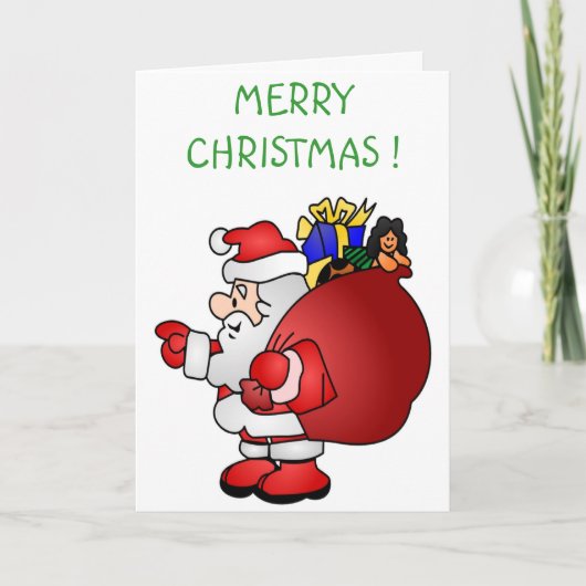 "MERRY CHRISTMAS" SANTA FEESTDAGEN KAART (Voorkant)