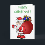 "MERRY CHRISTMAS" SANTA FEESTDAGEN KAART<br><div class="desc">"MERRY CHRISTMAS" SANTA CLAUS,  VERVOERSACK VAN SPEELGOED VOOR KINDEREN</div>