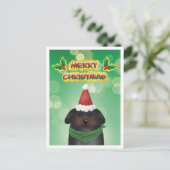 Merry Christmas Santa Hat Dog Feestdagenkaart (Staand voorkant)