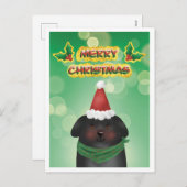 Merry Christmas Santa Hat Dog Feestdagenkaart (Voorkant / Achterkant)