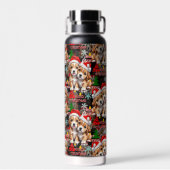 Merry Christmas Santa Hat Dog Puppy Design - Black Waterfles (Achterkant)