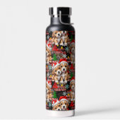 Merry Christmas Santa Hat Dog Puppy Design - Black Waterfles (Links)