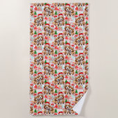 Merry Christmas Santa Hat Dog Puppy Design - White Strandlaken (Voorkant)