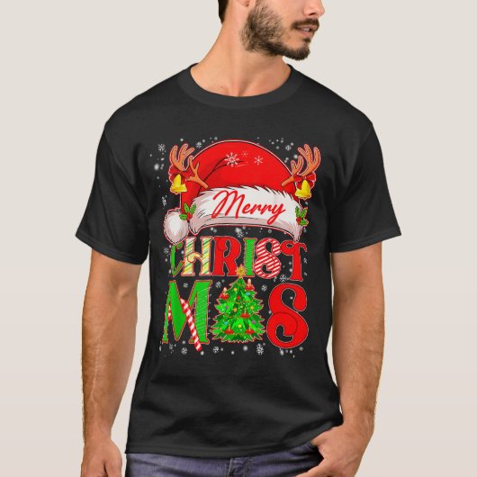 Merry Christmas Santa Hat Family Matching Pajamas  T-shirt (Voorkant)