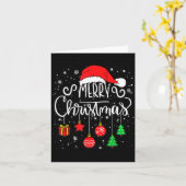 Merry Christmas Santa Hat Lights Funny Xmas Family Kaart (Gele Bloem)