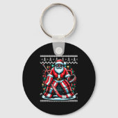 Merry Christmas Santa Hockey Goalie Ugly Christmas Sleutelhanger (Voorkant)