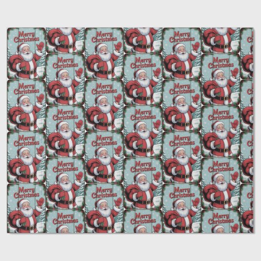 Merry Christmas Santa Holiday Christmas  Cadeaupapier (Vlak)