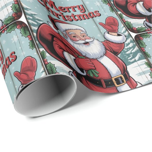 Merry Christmas Santa Holiday Christmas  Cadeaupapier (Rol Hoek)