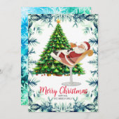 Merry Christmas Santa in Martini Glass Feestdagenkaart (Voorkant / Achterkant)