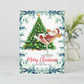 Merry Christmas Santa in Martini Glass Feestdagenkaart (Staand voorkant)