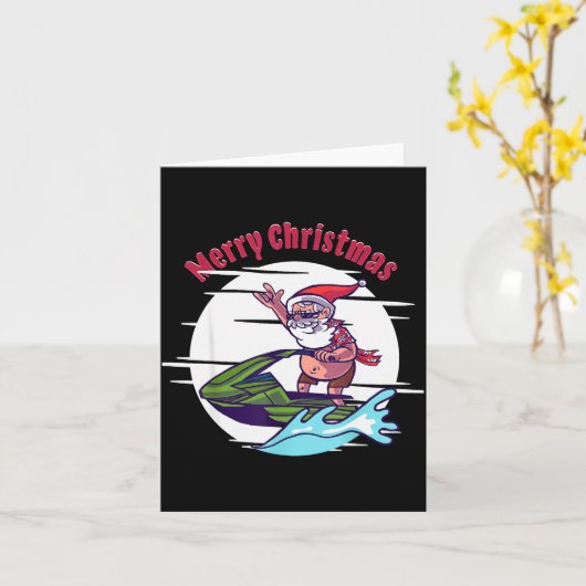 Merry Christmas Santa Jet Ski Watersrts  Kaart (Gele Bloem)