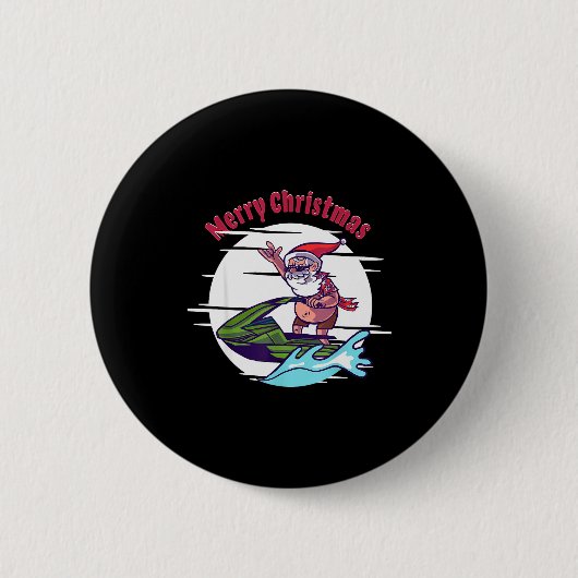Merry Christmas Santa Jet Ski Watersrts  Ronde Button 5,7 Cm (Voorkant)