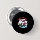 Merry Christmas Santa Jet Ski Watersrts  Ronde Button 5,7 Cm (Voorkant /achterkant)