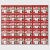 Merry Christmas Santa Monogram 4 foto's Cadeaupapier (Vlak)