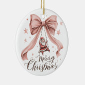 Merry Christmas Santa & Pink Bow Ornament (Rechts)