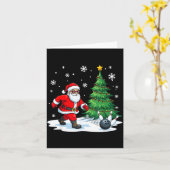 Merry Christmas Santa Playing Bowling Srt Lovers  Kaart (Gele Bloem)