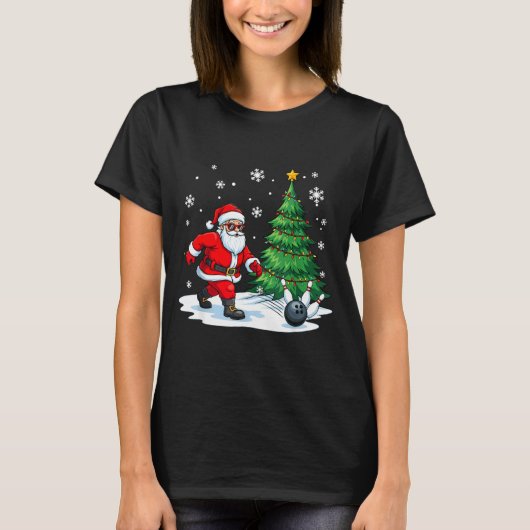 Merry Christmas Santa Playing Bowling Srt Lovers  T-shirt (Voorkant)