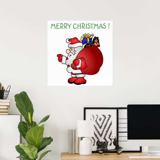 "MERRY CHRISTMAS" SANTA POSTER (Thuiskantoor)