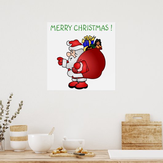 "MERRY CHRISTMAS" SANTA POSTER (Keuken)