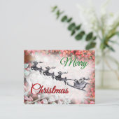 Merry Christmas Santa Red Green Postcard Feestdagenkaart (Staand voorkant)