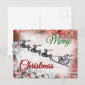 Merry Christmas Santa Red Green Postcard Feestdagenkaart (Voorkant / Achterkant)
