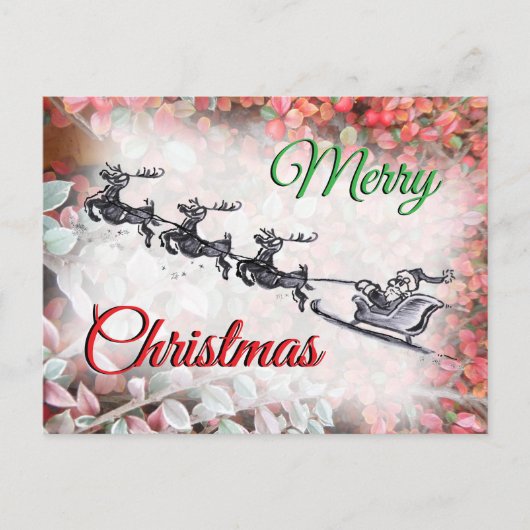 Merry Christmas Santa Red Green Postcard Feestdagenkaart (Voorkant)