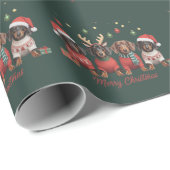 Merry Christmas Santa Reindeer Dachshund Weiner  Cadeaupapier (Rol Hoek)