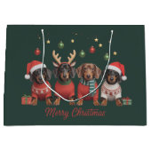 Merry Christmas Santa Reindeer Dachshund Weiner  Groot Cadeauzakje (Voorkant)