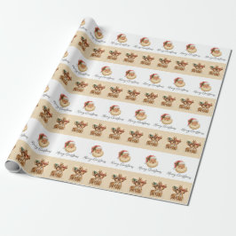 Merry Christmas Santa & Reindeer Wrapping Paper Cadeaupapier
