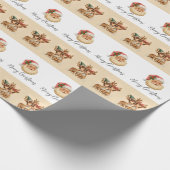 Merry Christmas Santa & Reindeer Wrapping Paper Cadeaupapier (Hoek)