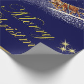 Merry Christmas Santa Riding Sleigh Christmas Tree Cadeaupapier (Hoek)