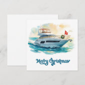 Merry Christmas Santa Sailing on a Yacht Feestdagenkaart (Voorkant / Achterkant)