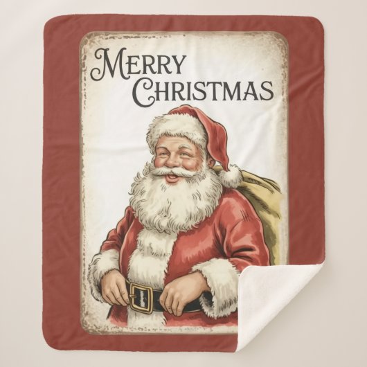 Merry Christmas Santa Sherpa Blanket Deken (Voorkant)