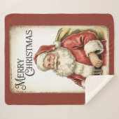 Merry Christmas Santa Sherpa Blanket Sherpa Deken (Voorkant (horizontaal))