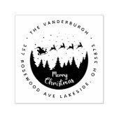 Merry Christmas Santa Sleigh Custom Retour Adres Zelfinktende Stempel (Design)