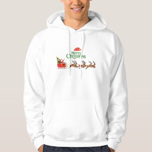 Merry Christmas Santa Sleigh with Reindeer – Festi Hoodie (Voorkant)