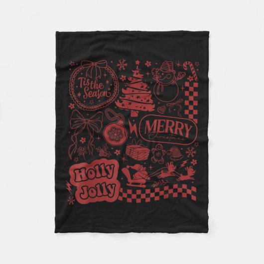 Merry Christmas Santa Snowman Reindeer Tis The Sea Fleece Deken (Voorkant)