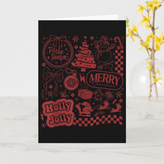 Merry Christmas Santa Snowman Reindeer Tis The Sea Kaart (Gele Bloem)