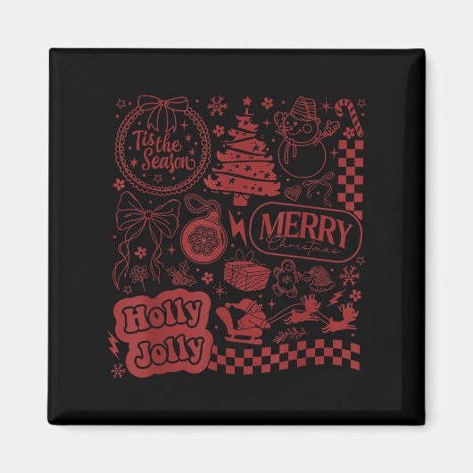 Merry Christmas Santa Snowman Reindeer Tis The Sea Magneet (Voorkant)