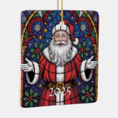 Merry Christmas Santa Stained Glass Design Keramisch Ornament (Rechts)