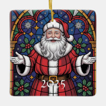 Merry Christmas Santa Stained Glass Design